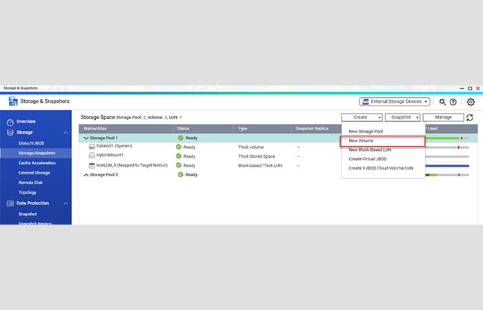 ایجاد یک Volume (فقط QTS)