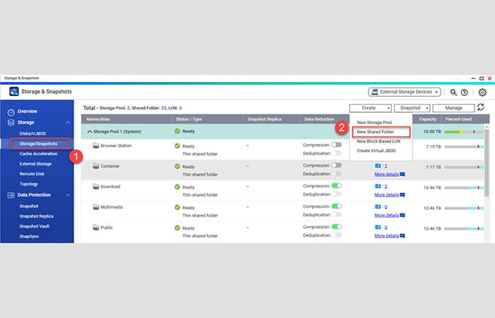 ایجاد یک پوشه مشترک در QuTS hero